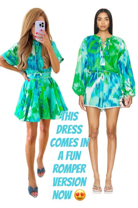 Love this green and blue print! I adore the dress with the belted waist and girly fit, but the romper is so fun too. 

#LTKShoeCrush #LTKTravel #LTKSeasonal
