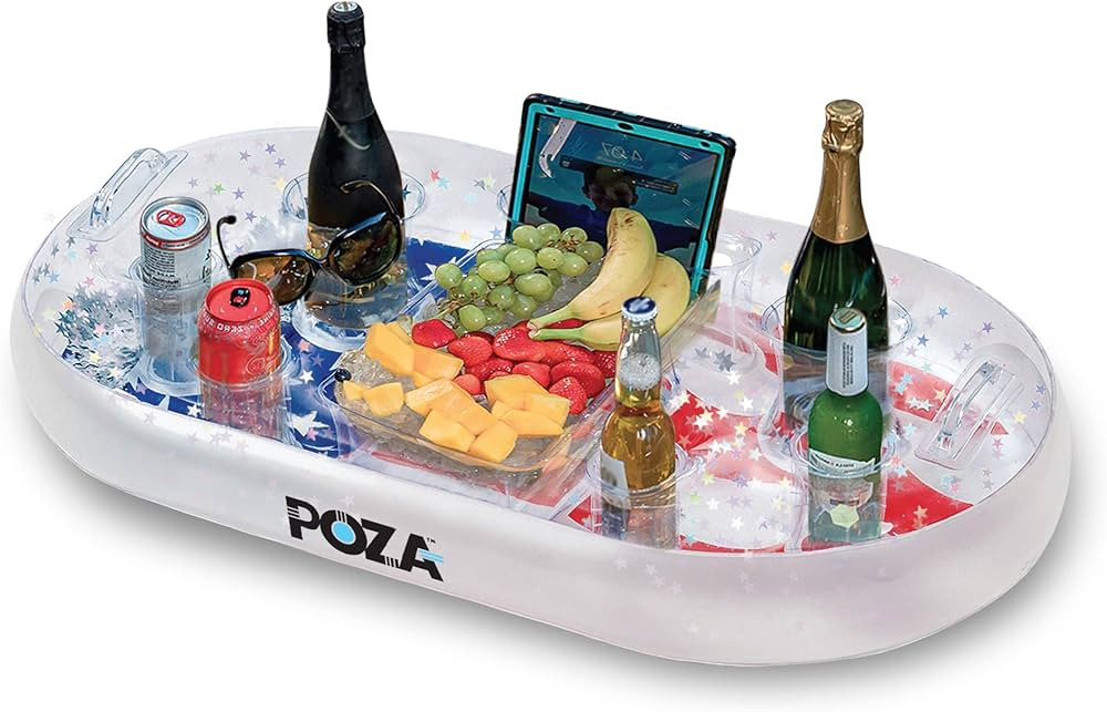 POZA Inflatable USA Pool Float - Luxurious Fun Lounger Filled with Sparkle Silver Stars Confetti,... | Amazon (US)