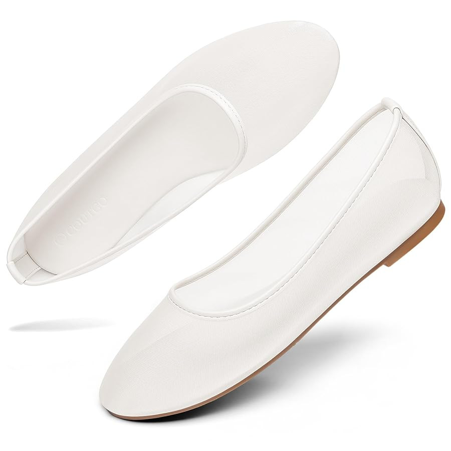 Coutgo Womens Mesh Ballet Flats Slip on Ballerina Flats Comfortable Casual Work Dress Shoes | Amazon (US)