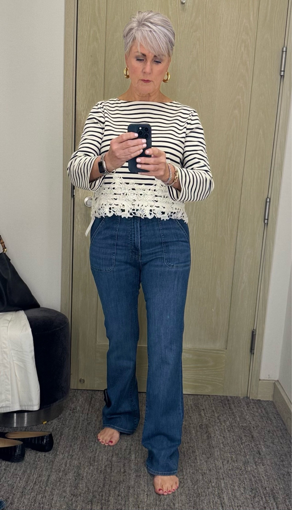 Bootcut jeans with front pockets 👖

#LTKootd #LTKSeasonal #LTKOver40