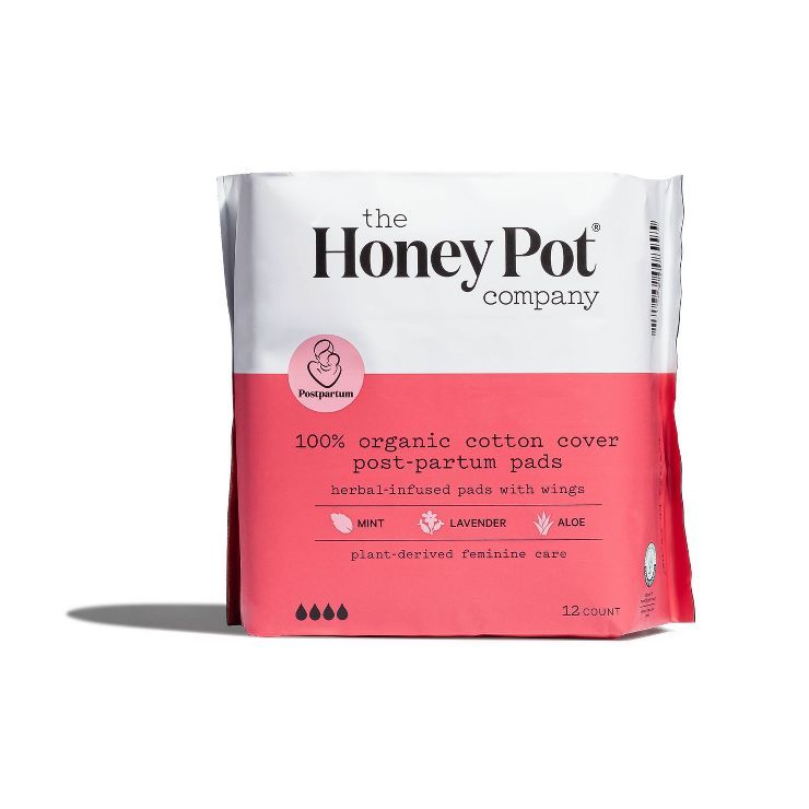 The Honey Pot Company Herbal Post-Partum Pads with Wings, Organic Cotton Cover - 12ct | Target