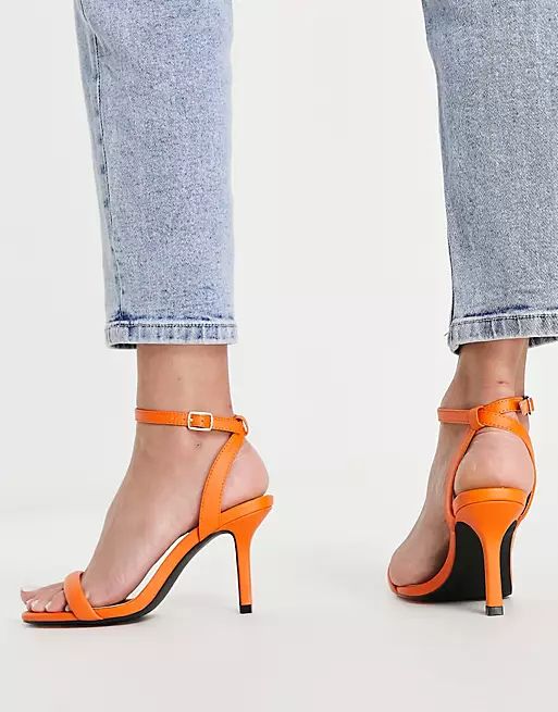 QUPID barely there stiletto heeled sandals in orange | ASOS (Global)