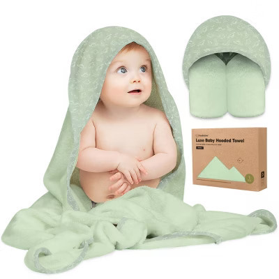 Luxe Baby Hooded Towel, Organic Baby Bath Towel, Hooded Baby Towels, Baby Beach Towel for Newborn, Kids (Dinos, Petite) | Target