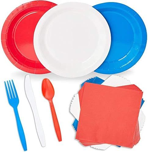 Red, White, and Blue Dinnerware Set for 4th of July (Serves 48, 240 Pieces) | Amazon (US)