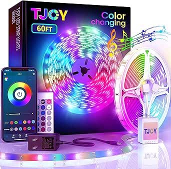 60ft Bluetooth LED Strip Lights,SMD 5050 Music Sync LED Lights Strip,RGB Color Changing LED Lig... | Amazon (US)