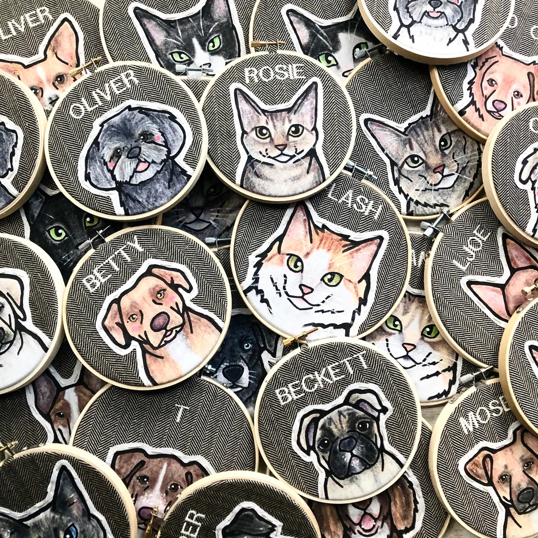 Custom Pet Portrait. Personalized Pet. Dog or Cat Portrait. Pet Portraits. Custom Embroidery. Gif... | Etsy (US)