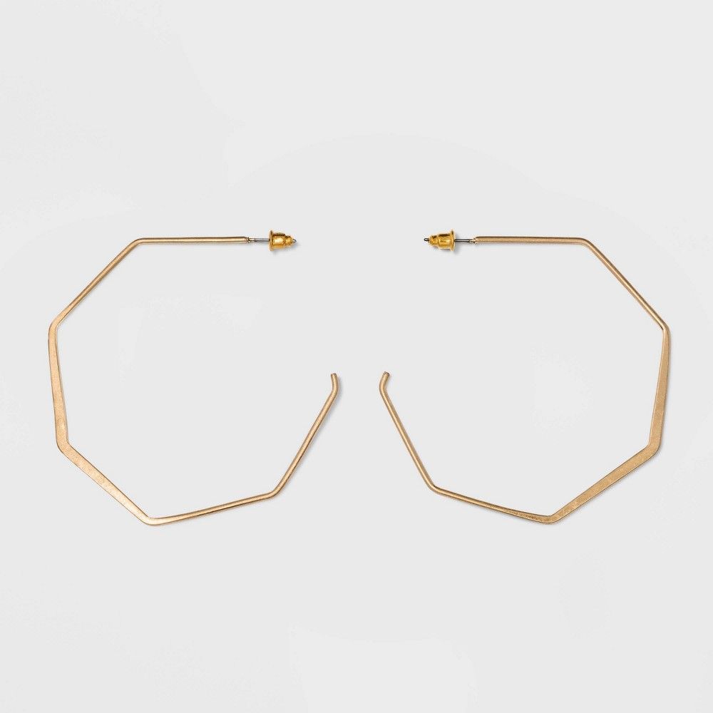 Open Flattened Bottom Hexagon Hoop Earrings - Universal Thread™ | Target