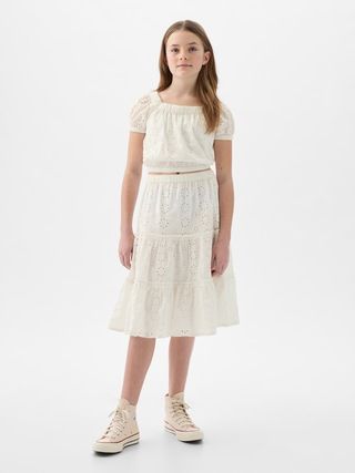 Kids Tiered Eyelet Skirt | Gap (CA)