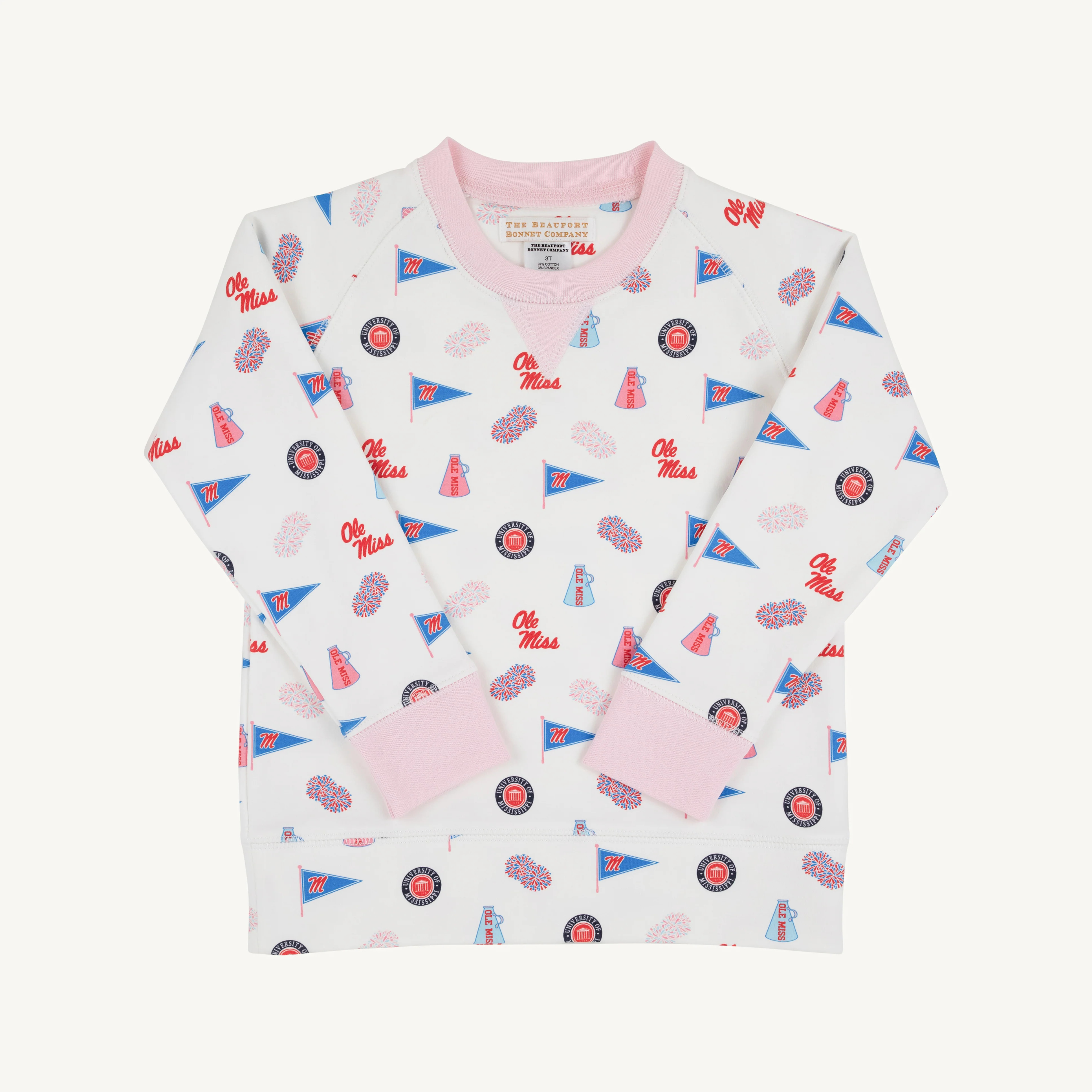 Ole Miss Cassidy Comfy Crewneck - Gawsh Almighty with Palm Beach Pink | The Beaufort Bonnet Company