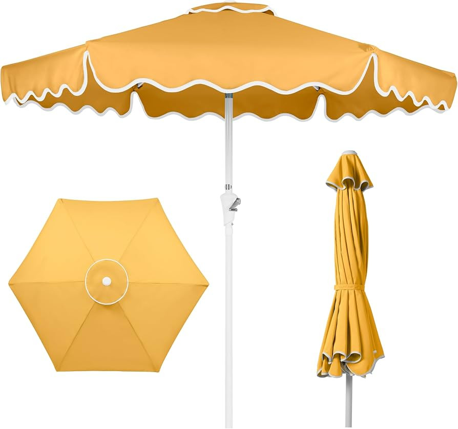 Best Choice Products 7.5ft Patio Market Umbrella with Wavy Trim, UV-Fade-Resistant 210g Canopy, C... | Amazon (US)