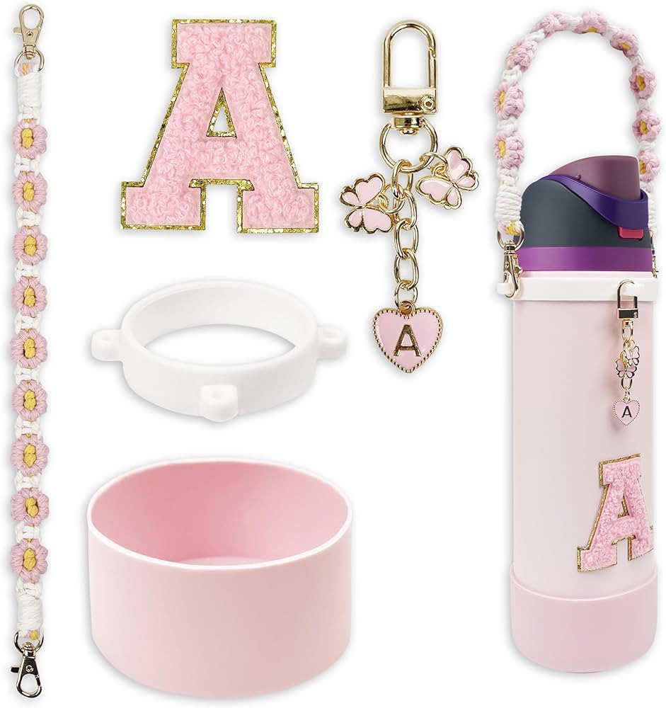 SITKOL Silicone Boot Cute Monogram Set Compatible with Owala Water Bottle 24 oz, 32 oz, 40 oz - P... | Amazon (US)