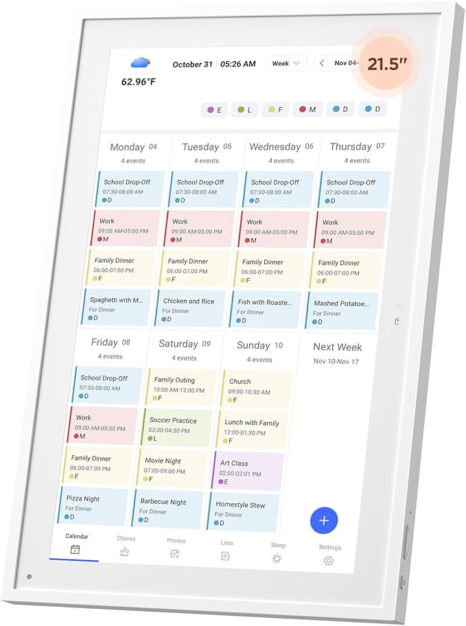 Mezed 21.5" Smart Digital Calendar, Meal Schedule, Duty Chart, HD Smart Touch Screen Home Interac... | Amazon (US)
