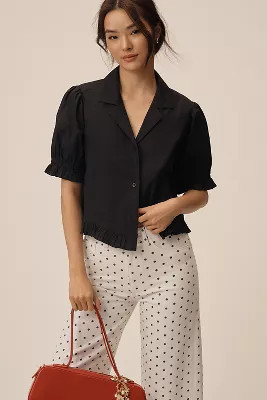 Maeve Short-Sleeve Femme Collared Blouse | Anthropologie (US)
