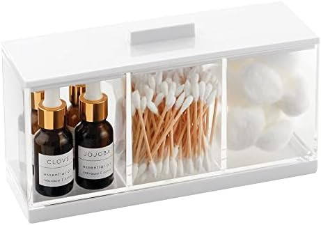 mDesign Plastic Makeup Organizer Storage Canister Box with 3 Sections and Lid for Bathroom Vanity... | Amazon (US)
