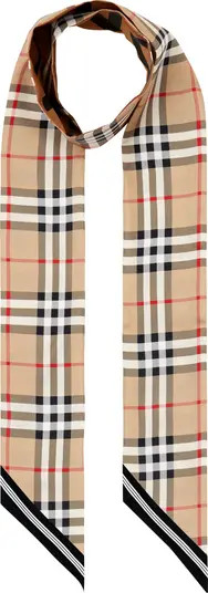 Vintage Check Mulberry Silk Skinny Scarf | Nordstrom