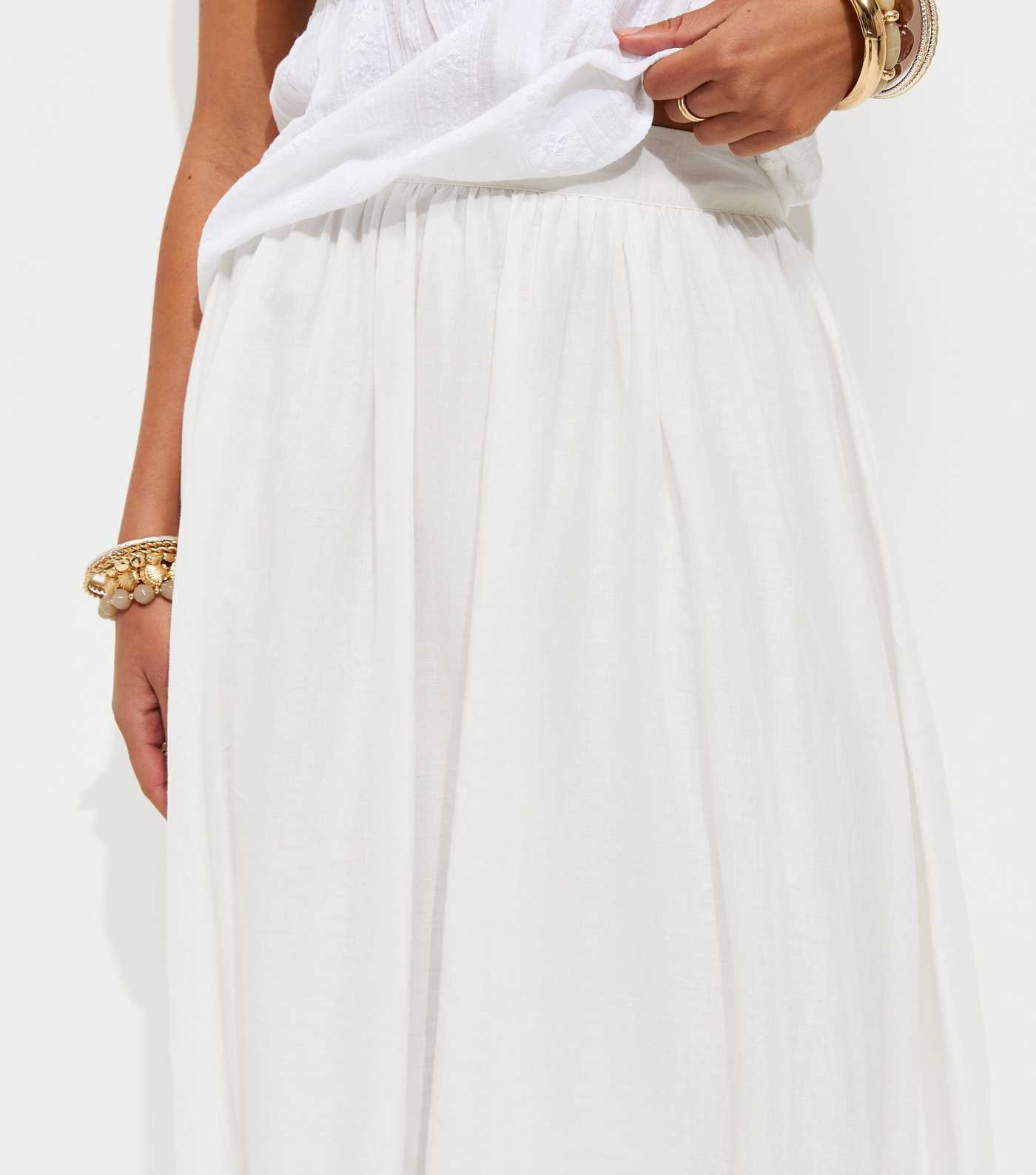 White Cotton Full Length Woven Skirt | New Look | New Look (UK)