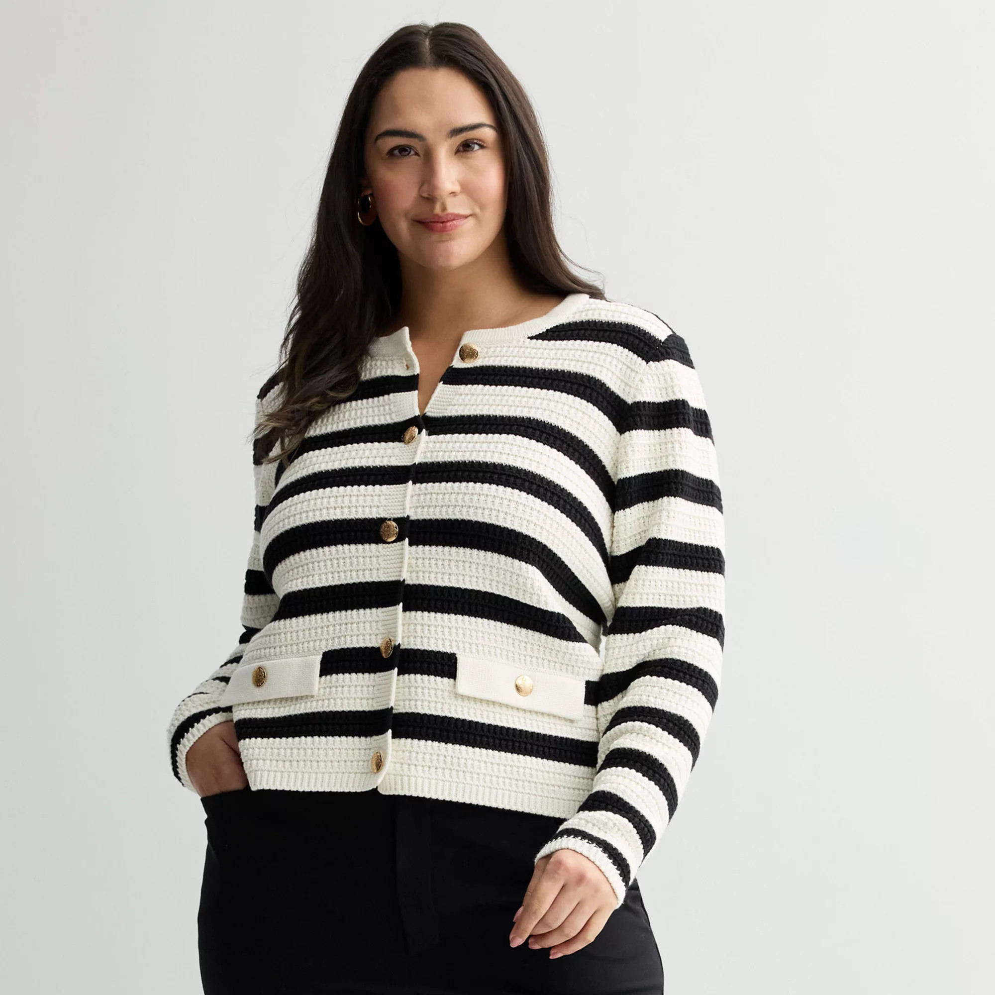 Plus Size Nine West Textured Cardigan Sweater | Kohl's