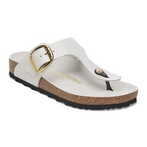Gizeh Hammered Big Buckle Natural Leather Patent High Shine Antique White | BIRKENSTOCK | Birkenstock USA