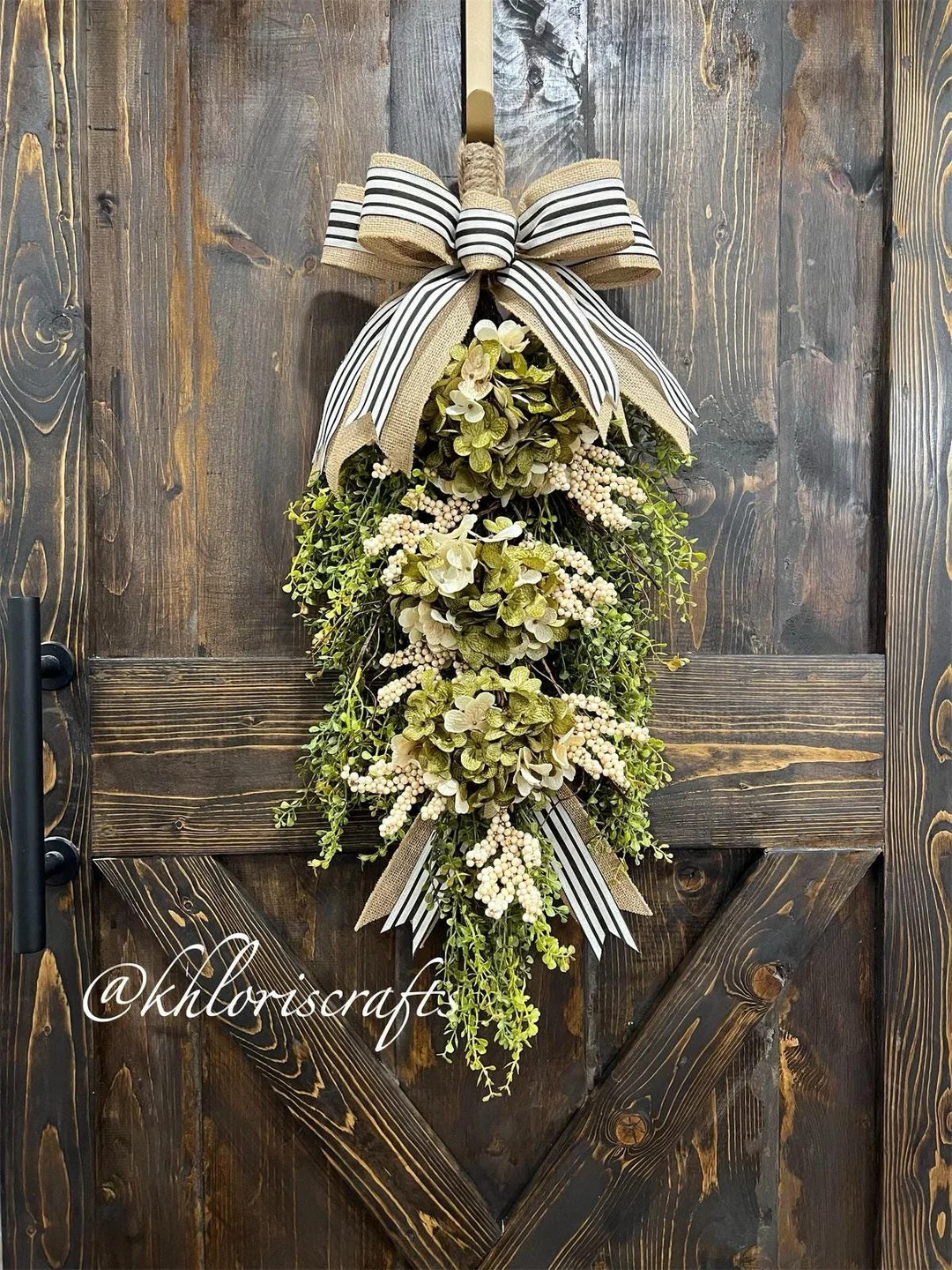 Hydrangea Farmhouse Swag, Hydrangea Swag, Front Door Teardrop Bouquet, Double Door Swags, Porch L... | Etsy (US)