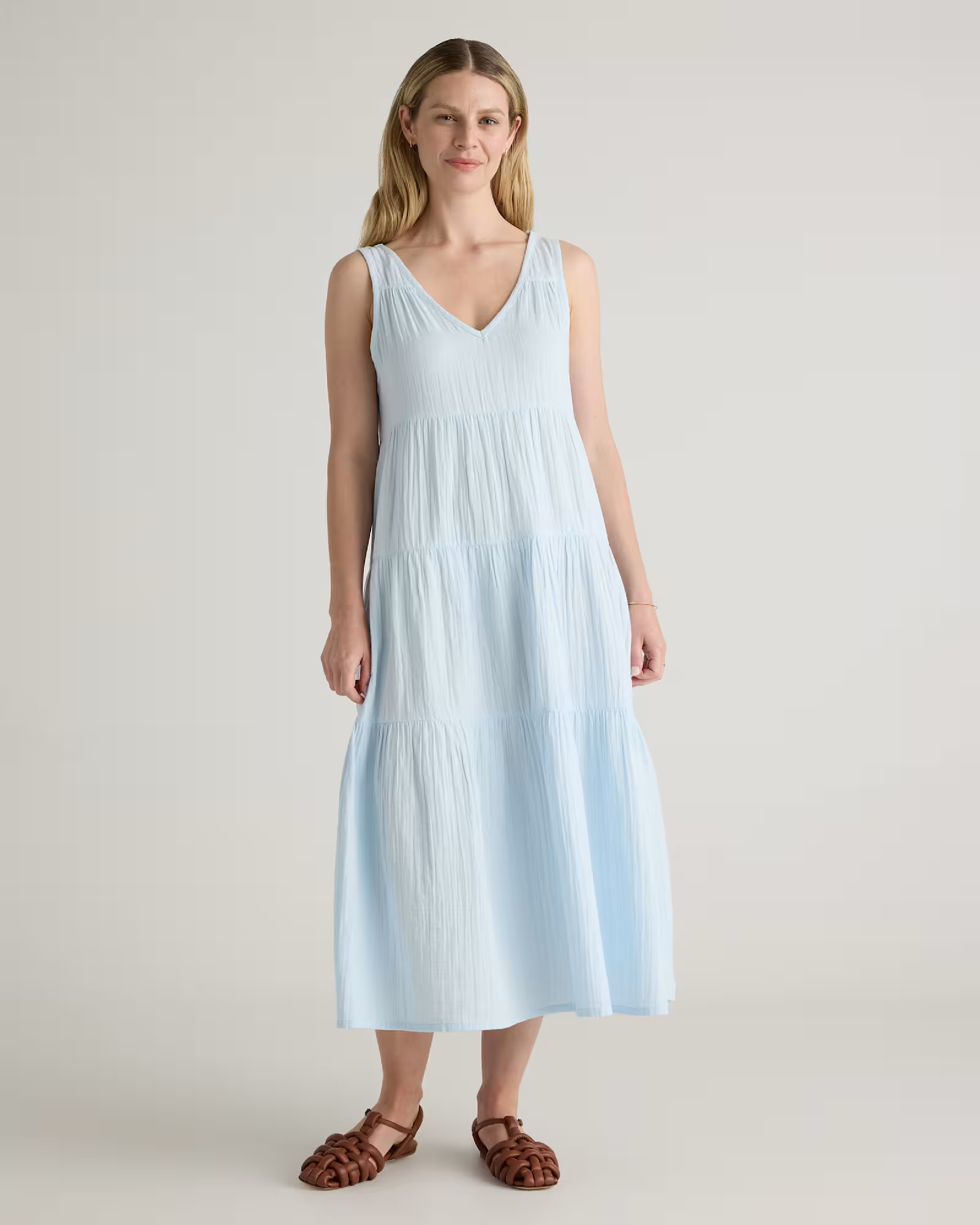 100% Organic Cotton Gauze Tiered Maxi Dress | Quince