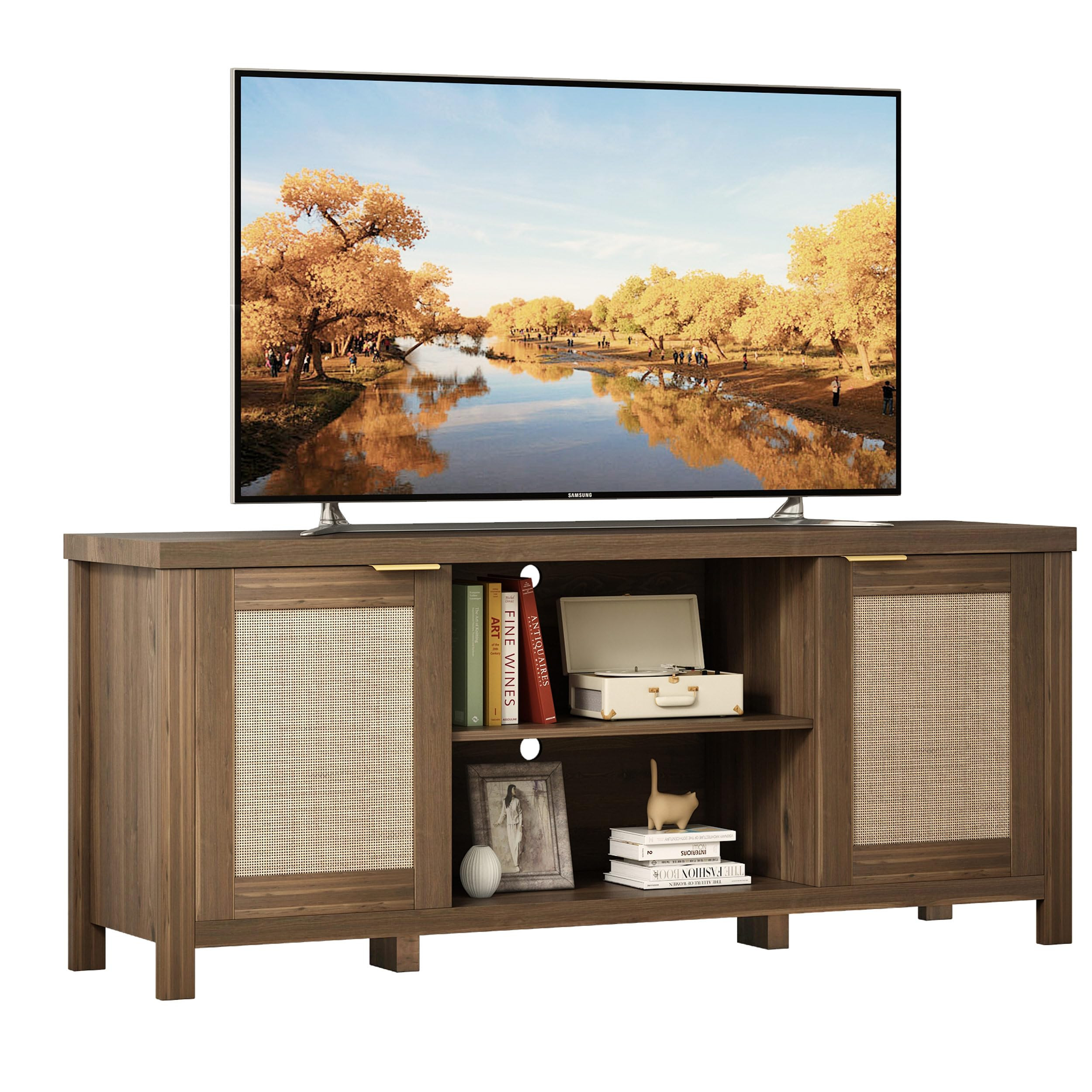 TV Stand for 65 inch TV, Modern Mid Century Entertainment Center with Storage, Media Consol with ... | Amazon (US)