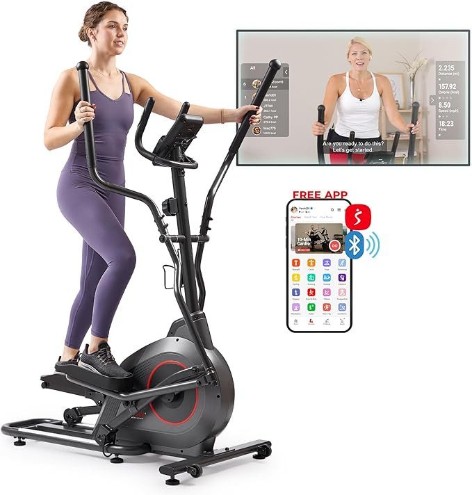 Sunny Health & Fitness Smart Upright Elliptical w/Pulse Sensor Built-in, Indoor Full-Body Cross-T... | Amazon (US)