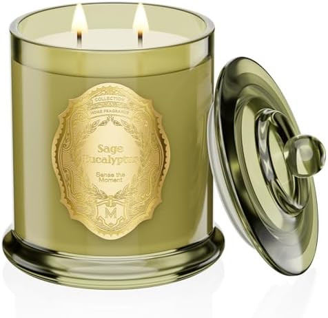 M&SENSE Sage Eucalyptus Candles for Home Scented, 2 Wick 12.7oz Soy Wax Candles 70 Hours Long Bur... | Amazon (US)