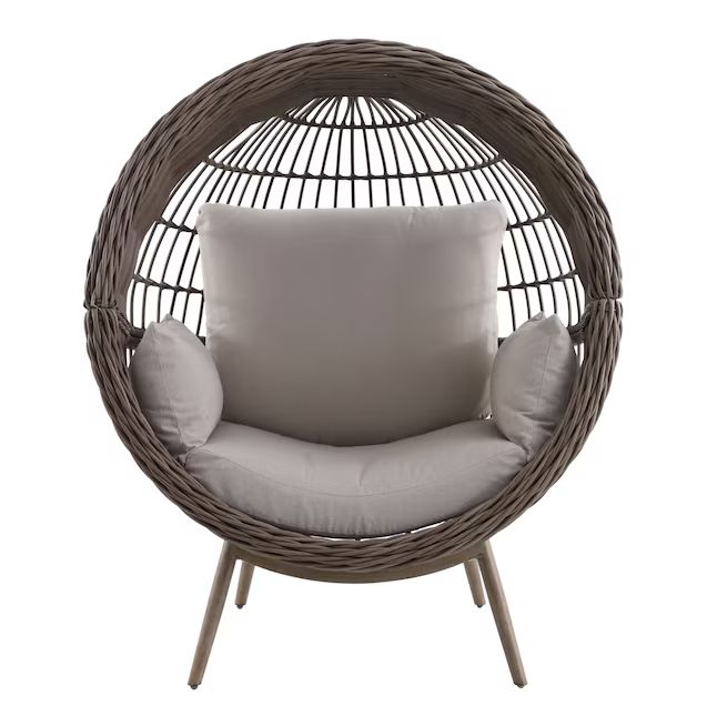 Origin 21 Dunes Wicker Brown Steel Frame Stationary Egg Chair with Tan Cushioned Seat | Lowe's