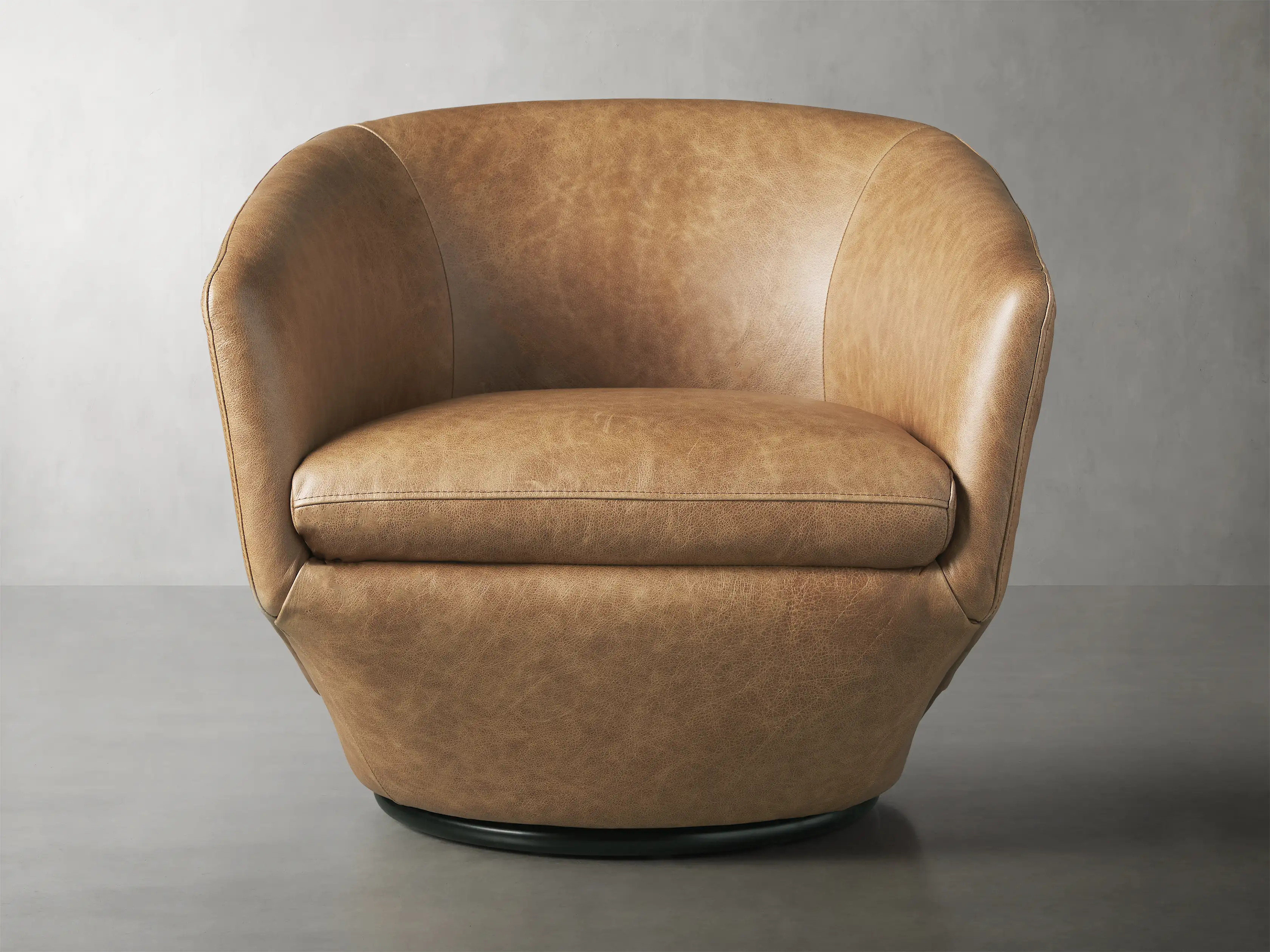 Pelton Leather Swivel Chair | Arhaus