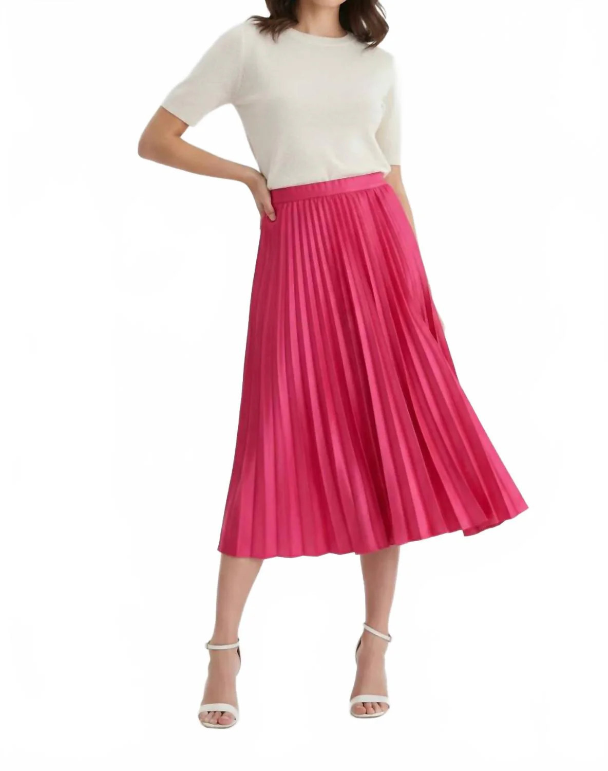 Pleated Midi Skirt In Pretty In Pink | Shop Simon