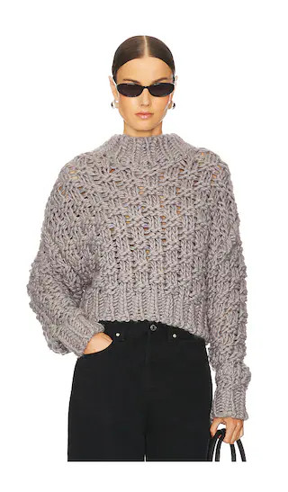 Jolene Knit Sweater in Heather Grey | Revolve Clothing (Global)