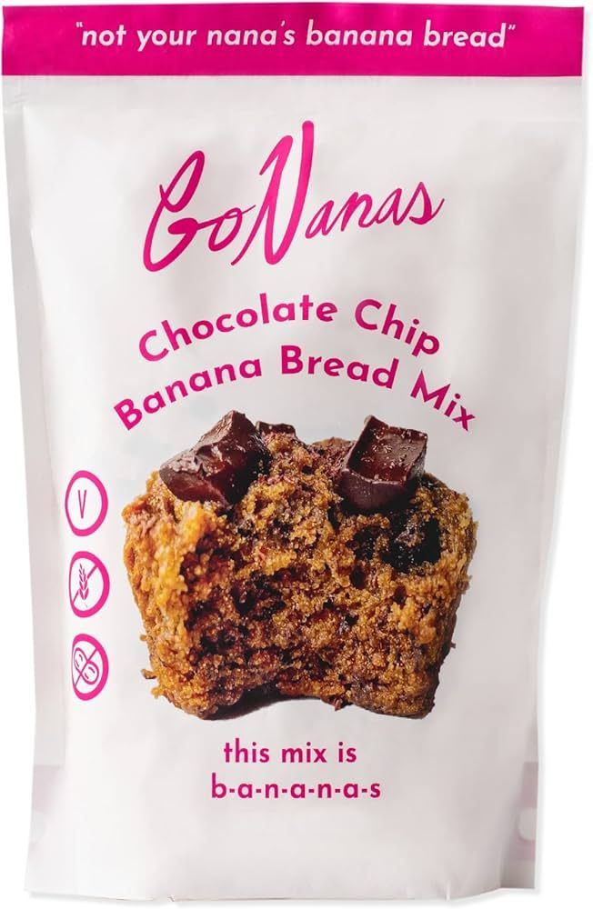 GoNanas Chocolate Chip Banana Bread Mix, Vegan, Gluten Free Healthy Snacks. Oat Flour Banana Brea... | Amazon (US)