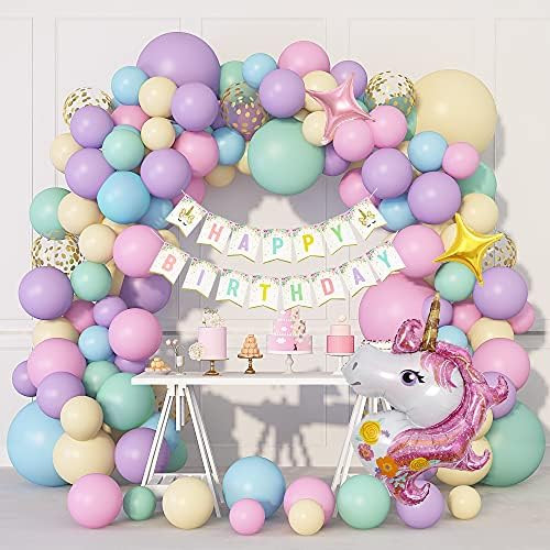 147Pcs Unicorn Birthday Balloons Arch Garland Kit, 40" Unicorn Balloon Pink Purple Blue Confetti Bal | Amazon (US)