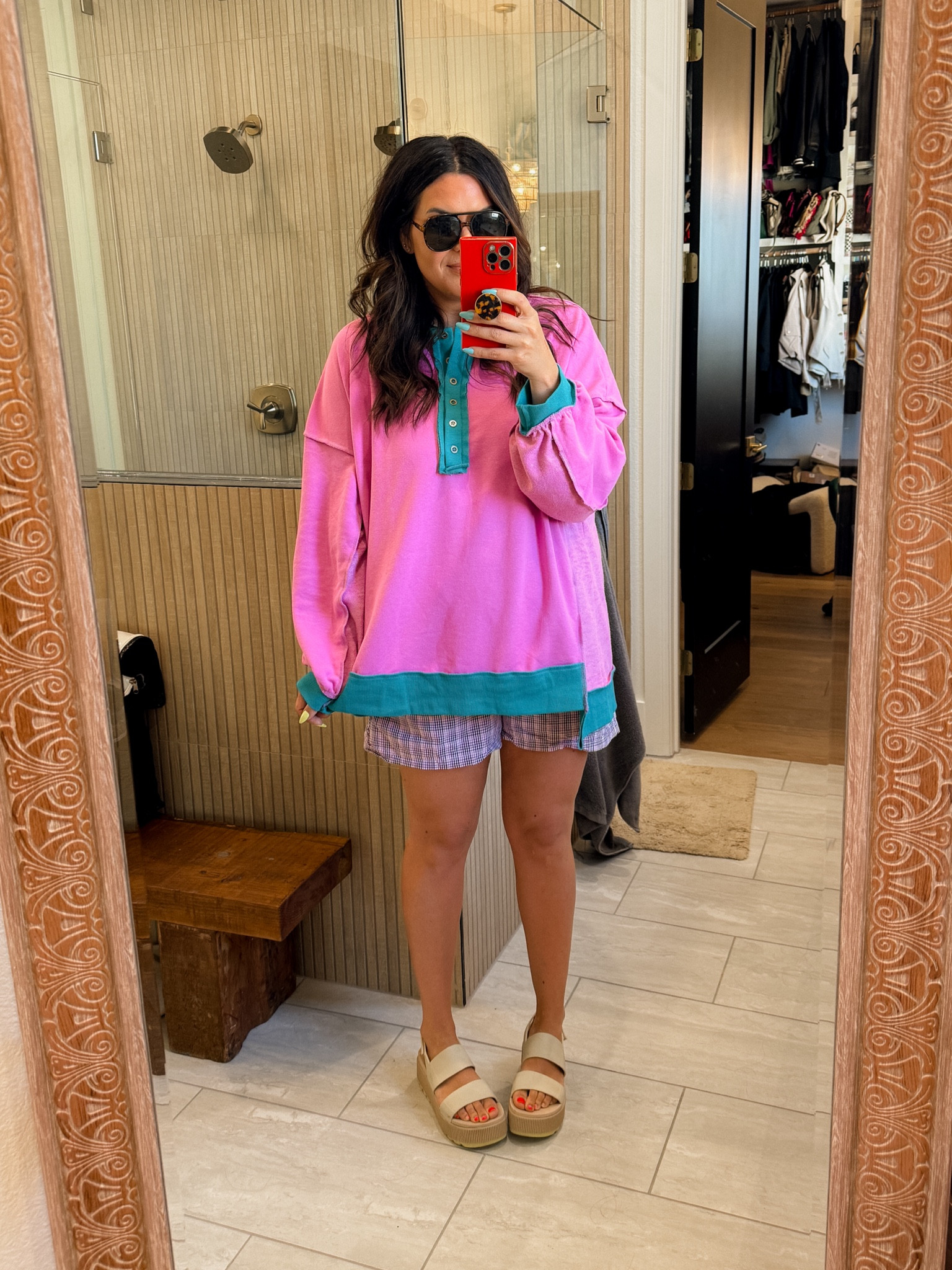 The comfiest Saturday outfit
Sweatshirt: xxl
Boxers: xl (linked up more options)
Best slipper sandal!

#LTKStyleTip #LTKFindsUnder50 #LTKMidsize