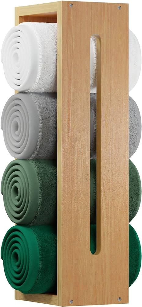 Wooden Towel Racks for Bathroom Wall Mounted - Bathroom Bamboo Towel Holder Shelf - Wall Towel Ra... | Amazon (US)