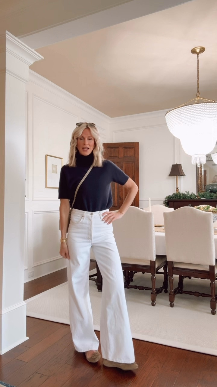 Winter beach trip. Wide legs jeans, winter white.  Polene. Cashmere Anine Bing  

#LTKU #LTKOver40 #LTKTall