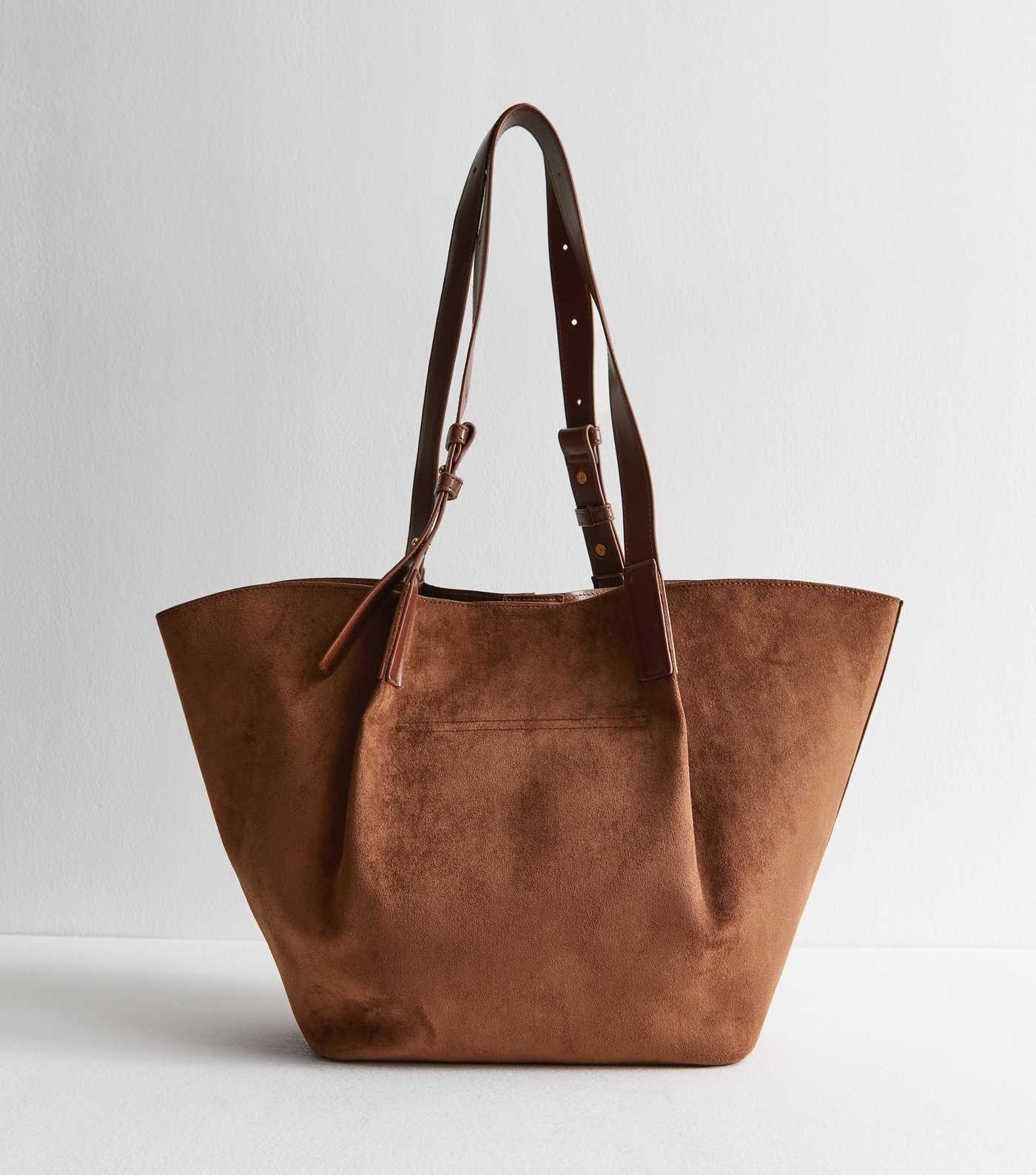 Chestnut Faux Suede Large Tote Bag | New Look | New Look (UK)