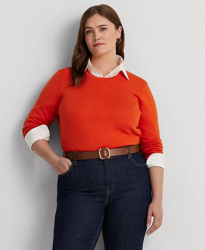 Lauren Ralph Lauren Plus Size Crewneck Sweater - Macy's | Macy's