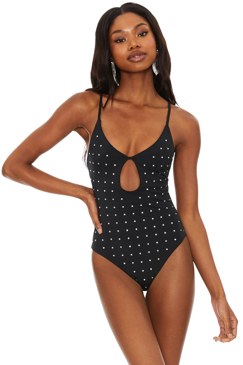 Priscilla One Piece Black Rhinestone | Beach Riot
