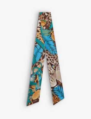 Panther in the Jungle graphic-print silk-twill headband | Selfridges