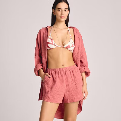 Vitamin A Women's Long Sleeve Gauze Cover Up Shirt | Target