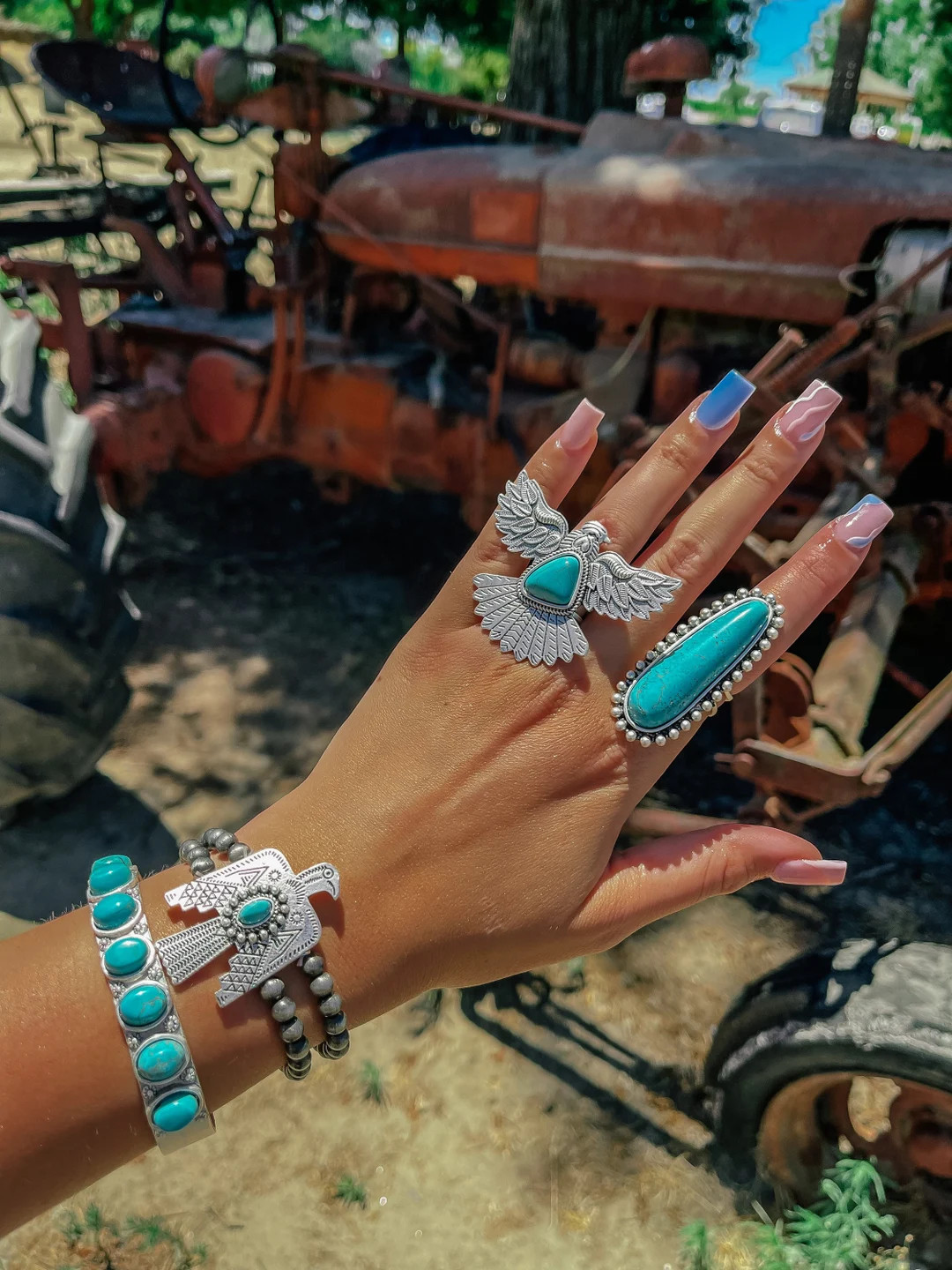 Western Adjustable Jewelry Faux Turquoise - Etsy | Etsy (US)