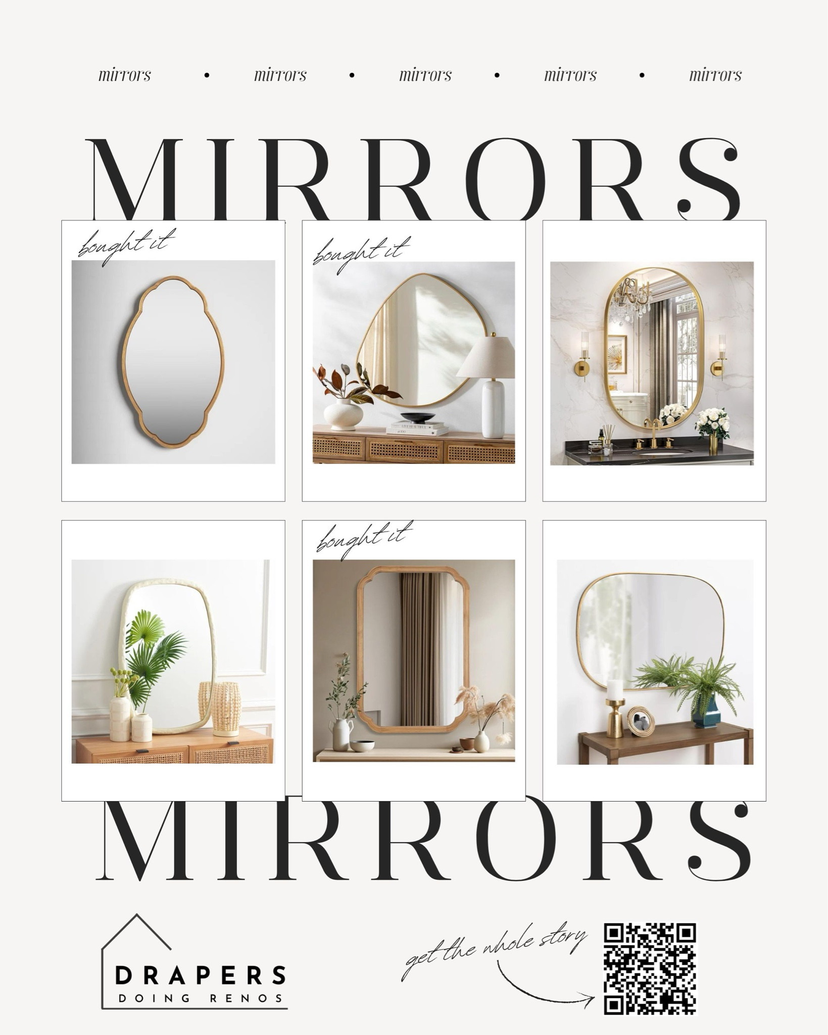 I have been hunting for the perfect decorative mirrors for the 3 bathrooms in our renovation. 

BUT 

There are just so many beautiful options I had to share the ones I ordered AND a few of my other favorites! 

Follow for more home decor and renovation inspiration!! 

And don’t forget to join us on YouTube for the whole story of our Riverside Renovation!! 

#LTKHome #LTKStyleTip