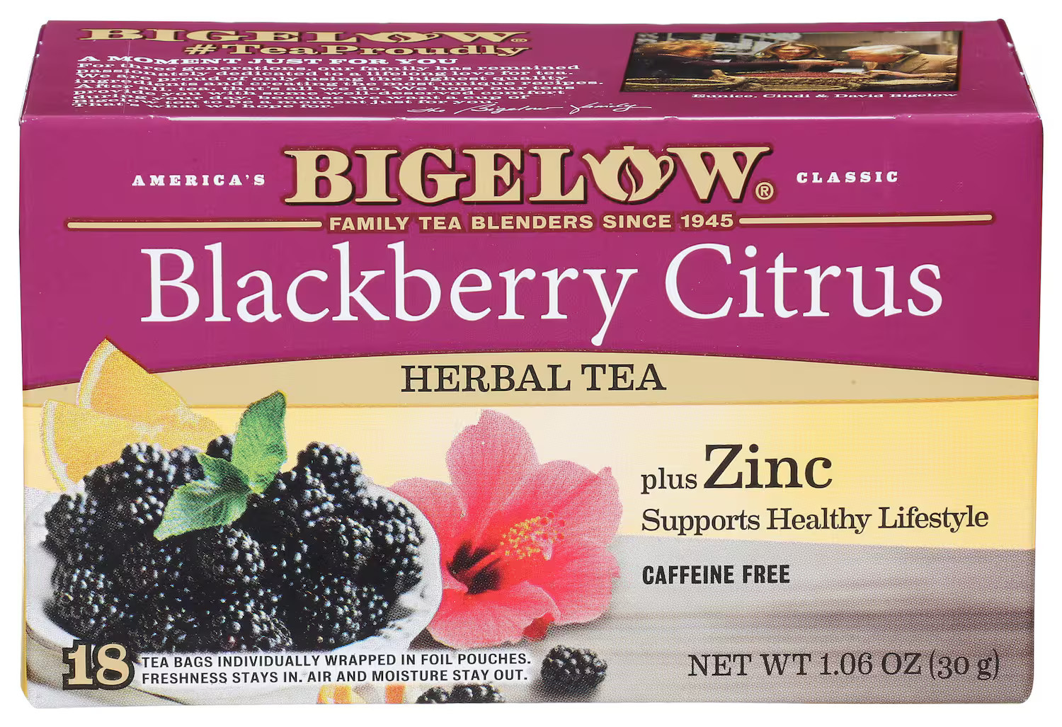 Bigelow - Blackberry Citrus Herbal Tea Plus Zinch - Case of 6 - 18 Bags | Best Buy U.S.