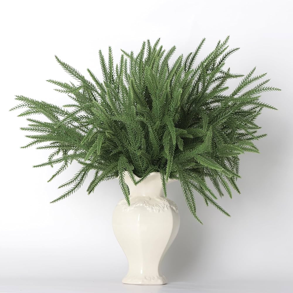 Senjie 18" Norfolk Pine Stems,12PCS Real Touch Artificial Christmas Branches Decorations for DIY ... | Amazon (US)