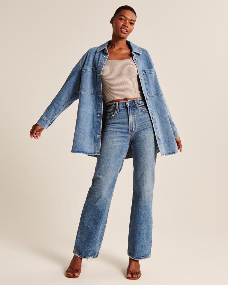 Women's Oversized Denim Shirt Jacket | Women's Coats & Jackets | Abercrombie.com | Abercrombie & Fitch (US)