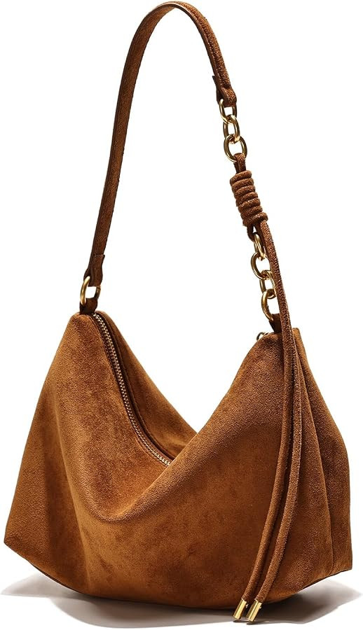 Small Shoulder bag For Women Faux Suede Handbag Soft Hobo Cute Crossbody with Adjustable Strap | Amazon (US)