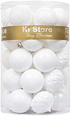 KI Store 34ct Christmas Ball Ornaments White Shatterproof Christmas Decorations Tree Balls for Ho... | Amazon (US)