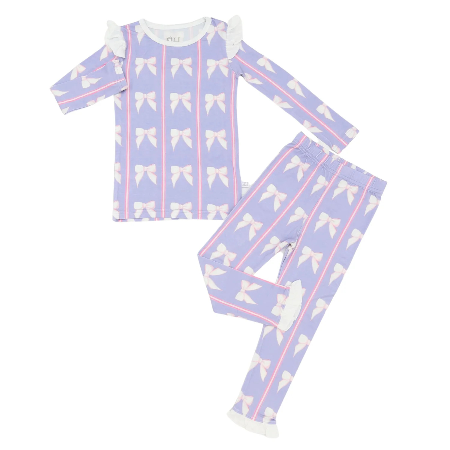 Girls Purple Bow Loungewear Set | Hamner Hill