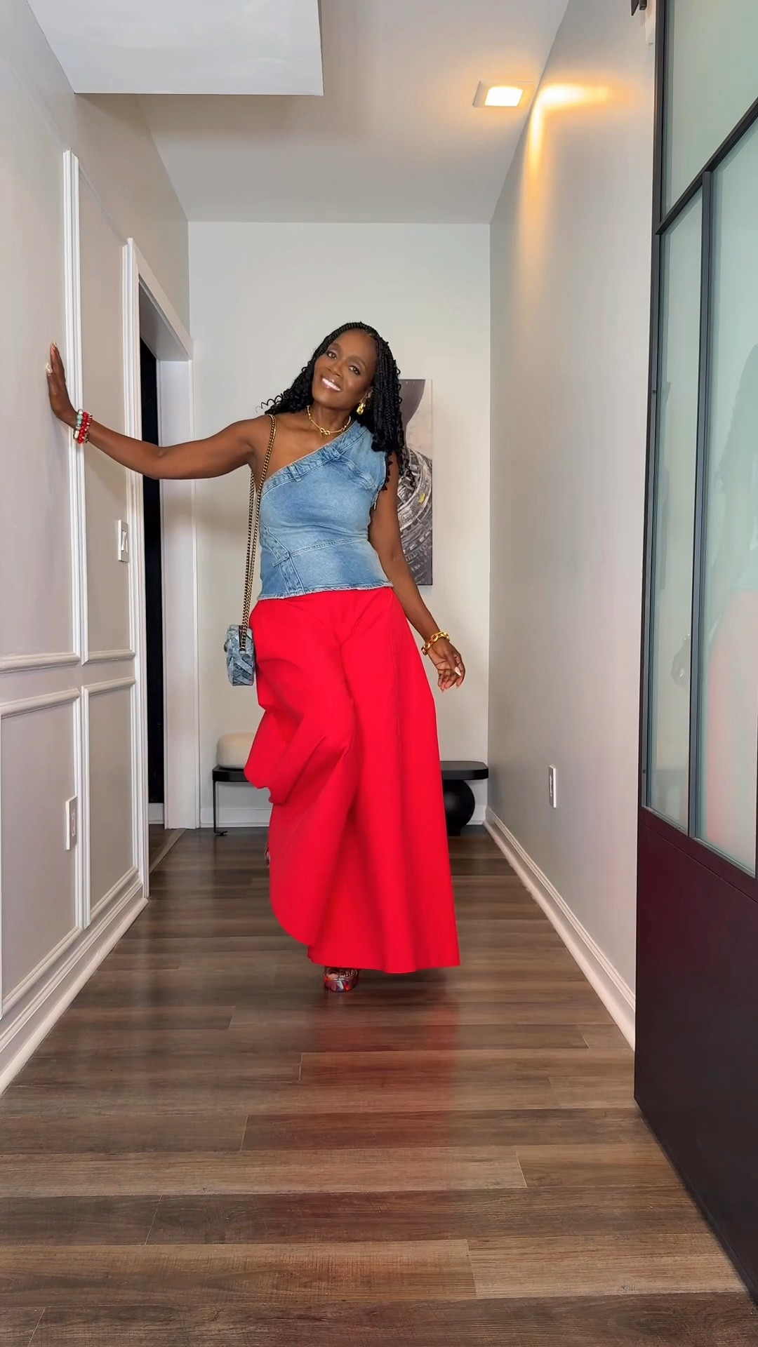 My type of day in denim and red.  

#LTKShoeCrush #LTKOver40